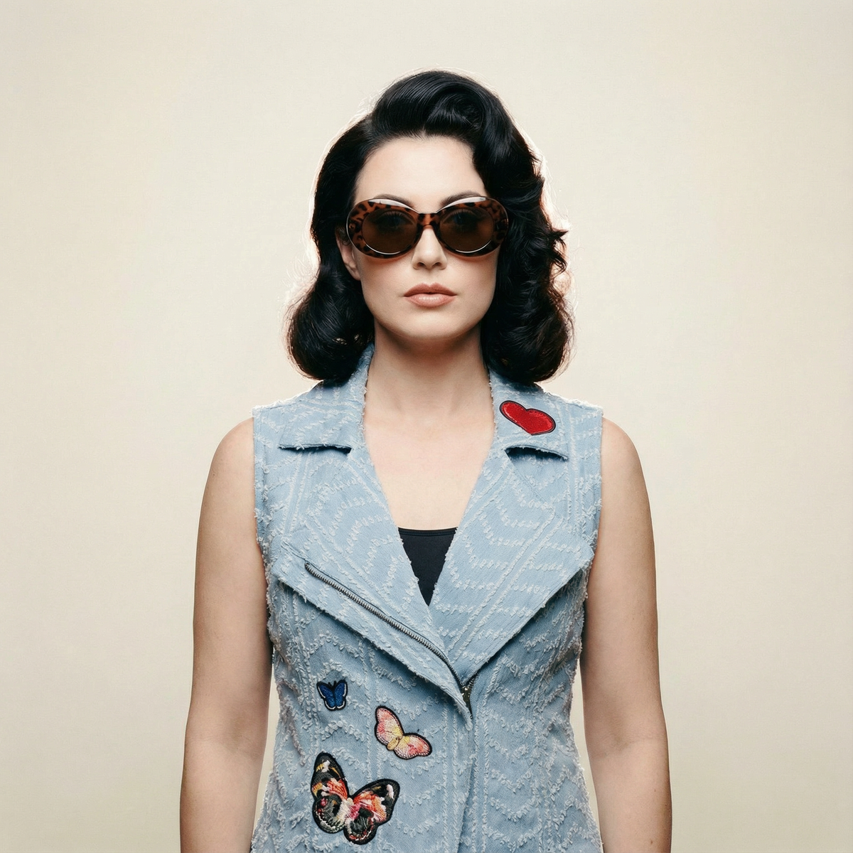 Nice Patches, Babe! Denim Vest Jacket with Zipper and Embroidered Patches [Sizes SM-XL]