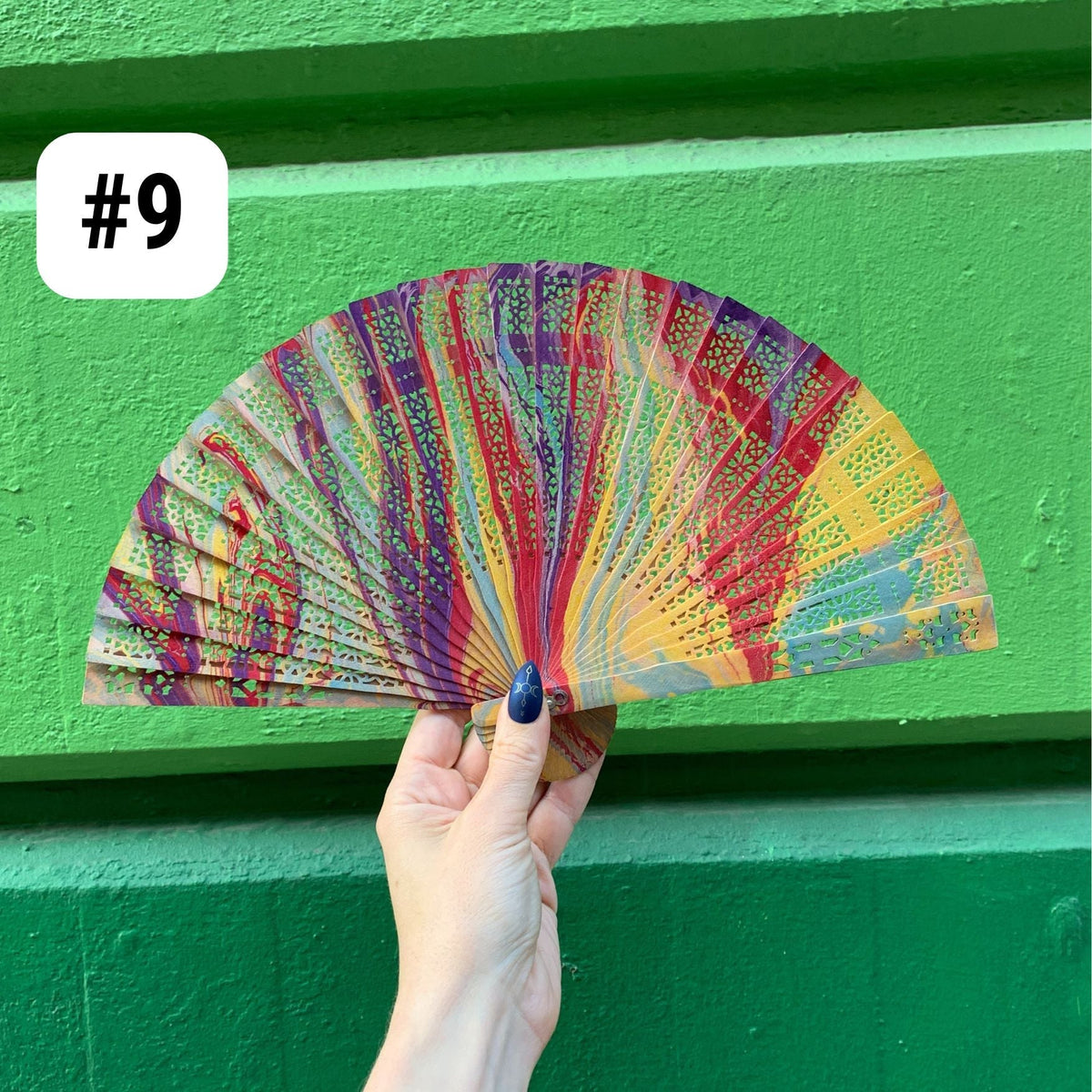One of a Kind Hand Painted Marbled Wooden Fans - 15 Styles (Accessories) - view 10