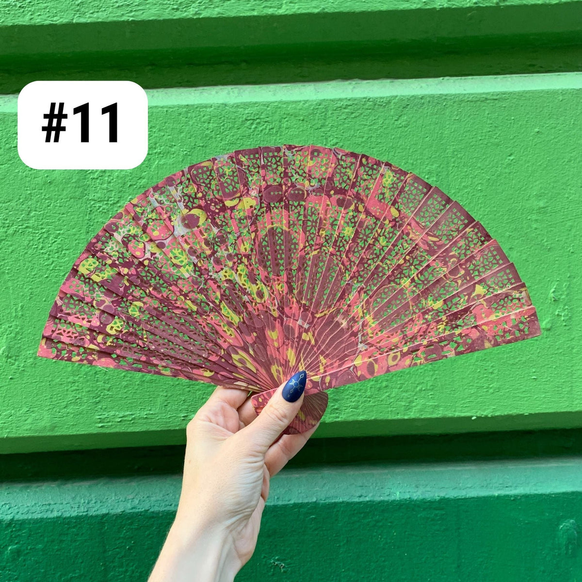 One of a Kind Hand Painted Marbled Wooden Fans - 15 Styles (Accessories) - view 12