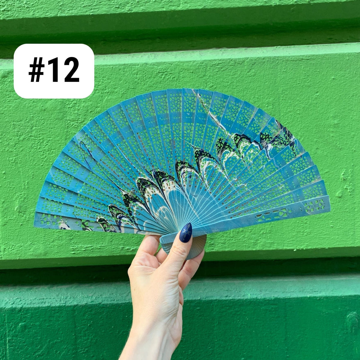 One of a Kind Hand Painted Marbled Wooden Fans - 15 Styles (Accessories) - view 13