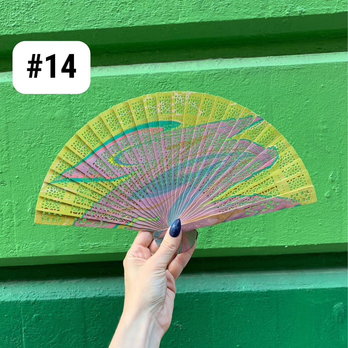 One of a Kind Hand Painted Marbled Wooden Fans - 15 Styles (Accessories) - view 15