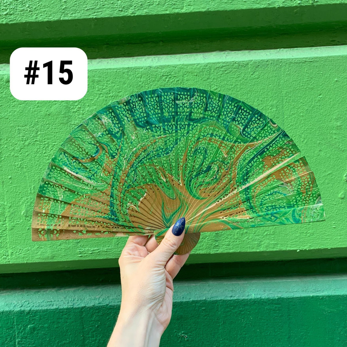 One of a Kind Hand Painted Marbled Wooden Fans - 15 Styles (Accessories) - view 16