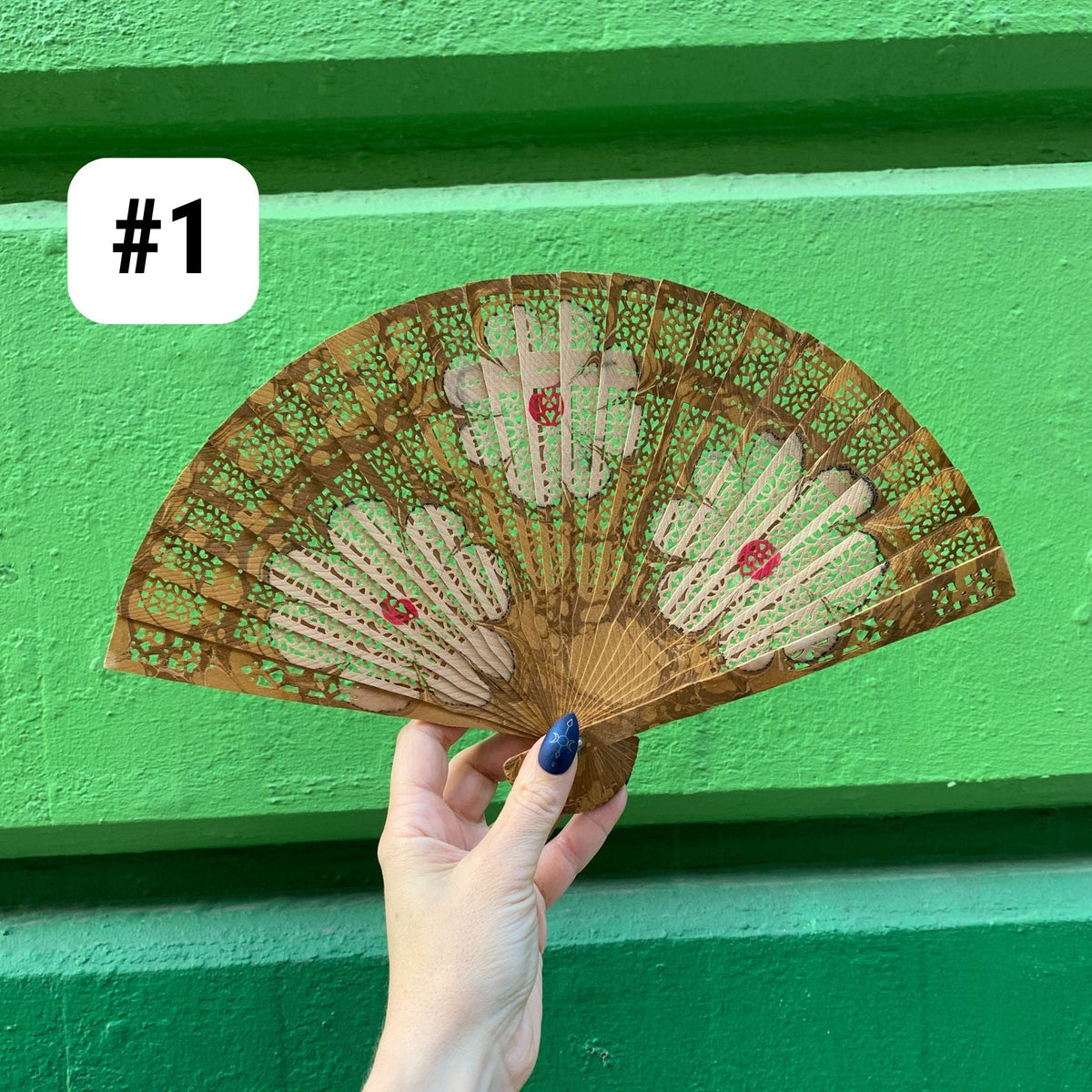 One of a Kind Hand Painted Marbled Wooden Fans - 15 Styles (Accessories) - view 2