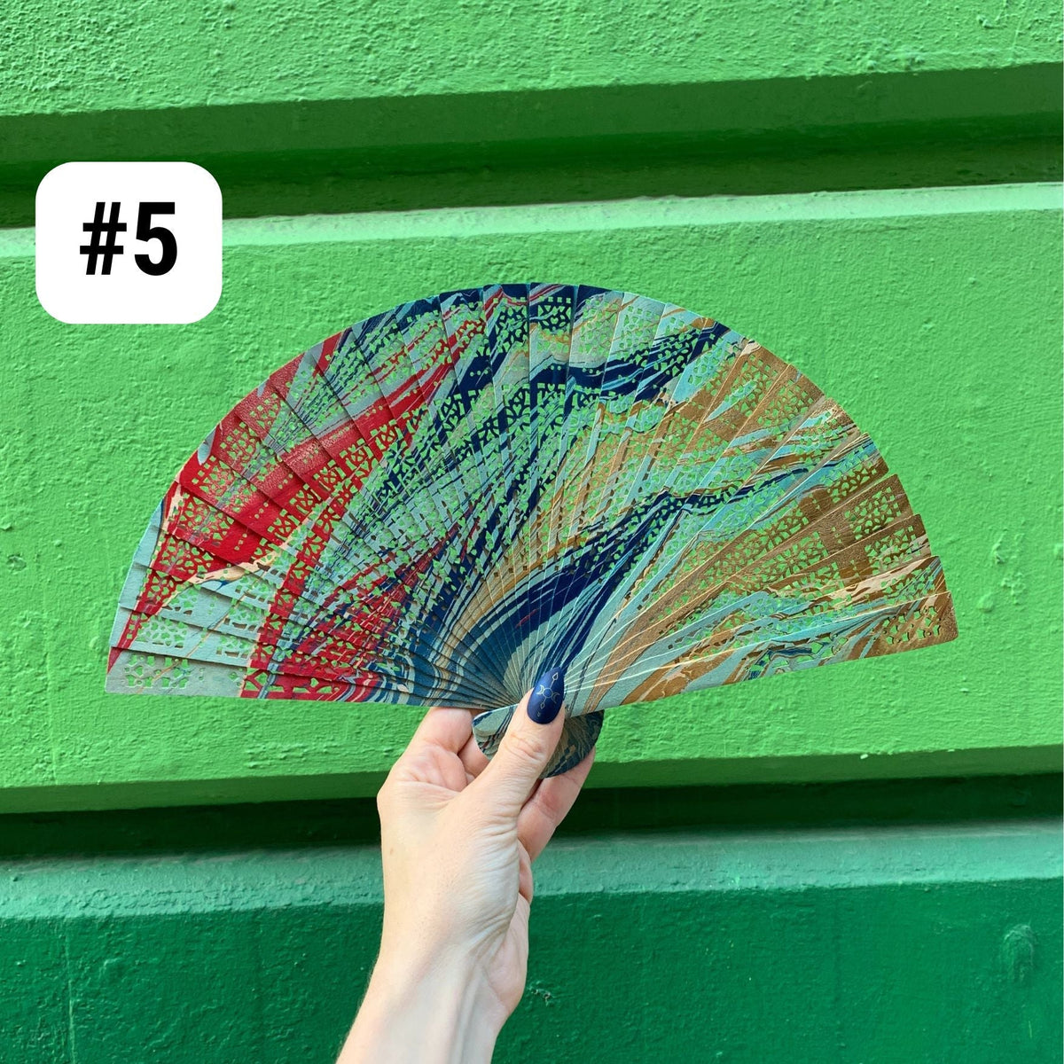 One of a Kind Hand Painted Marbled Wooden Fans - 15 Styles (Accessories) - view 6