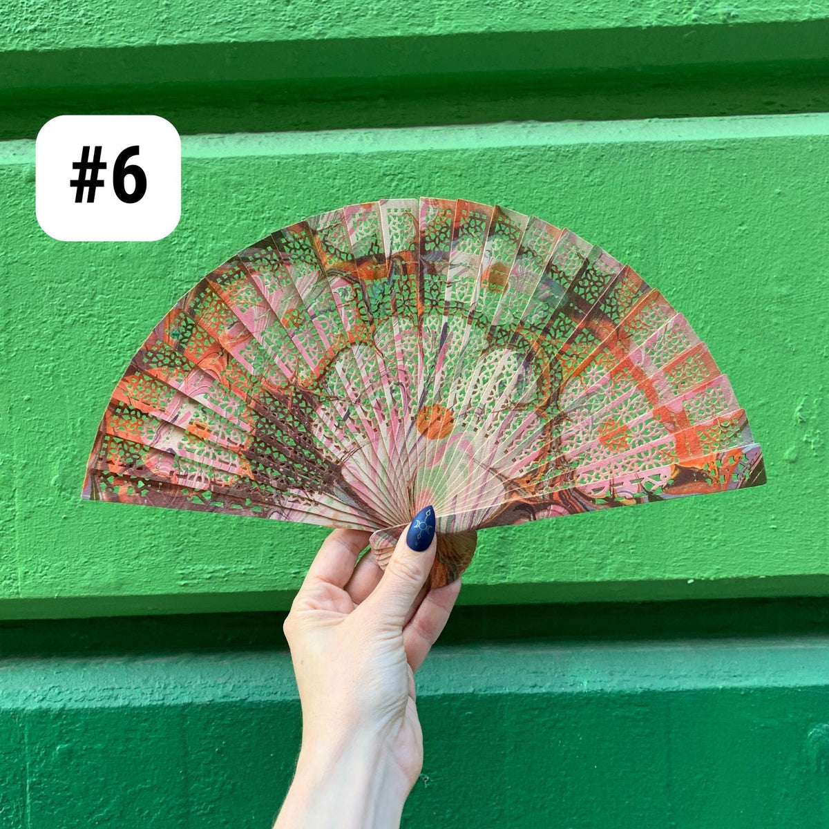 One of a Kind Hand Painted Marbled Wooden Fans - 15 Styles (Accessories) - view 7