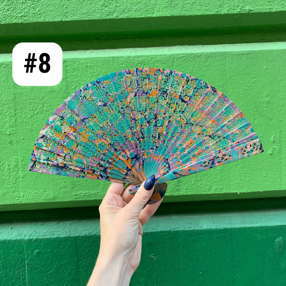 One of a Kind Hand Painted Marbled Wooden Fans - 15 Styles (Accessories) - view 9