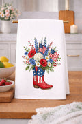 Patriotic Floral Boot Kitchen Towel