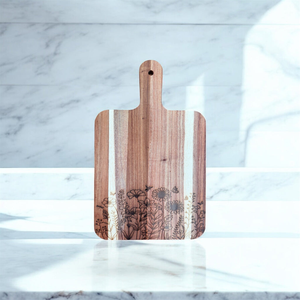 Mushroom Acacia Cutting Board, Engraved Cutting Board