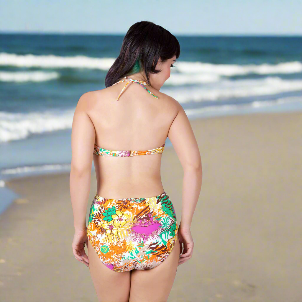 Pinup 1950s Natalia High-Waisted Bikini | Vintage Floral Two-Piece Swimwear [Sizes S-L Remaining] (Swimsuit) - view 4