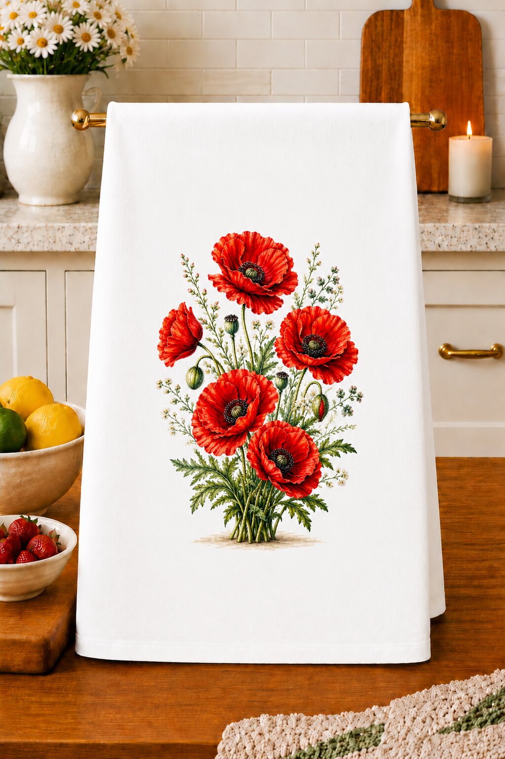 Red Poppy Kitchen Towel