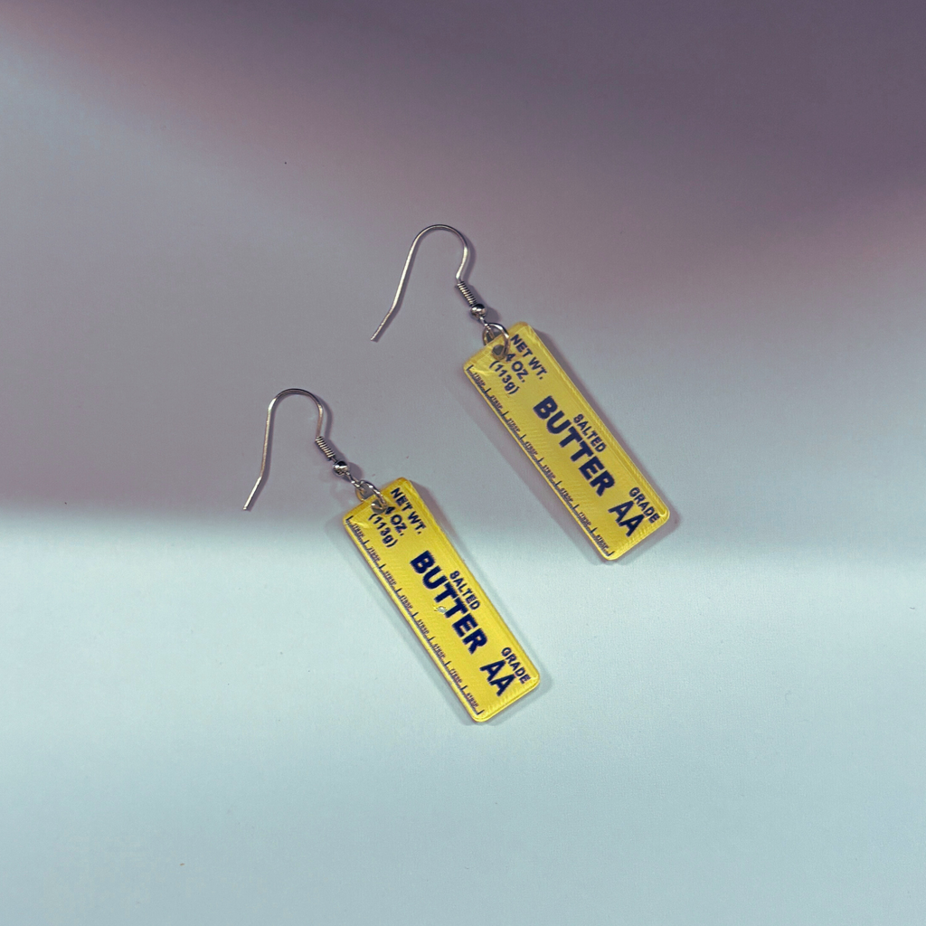 Stick of Salted Butter Earrings | Cute Acrylic Food Jewelry Gift for Bakers & Food Lovers