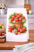 Summer Strawberries Watercolor Kitchen Towel