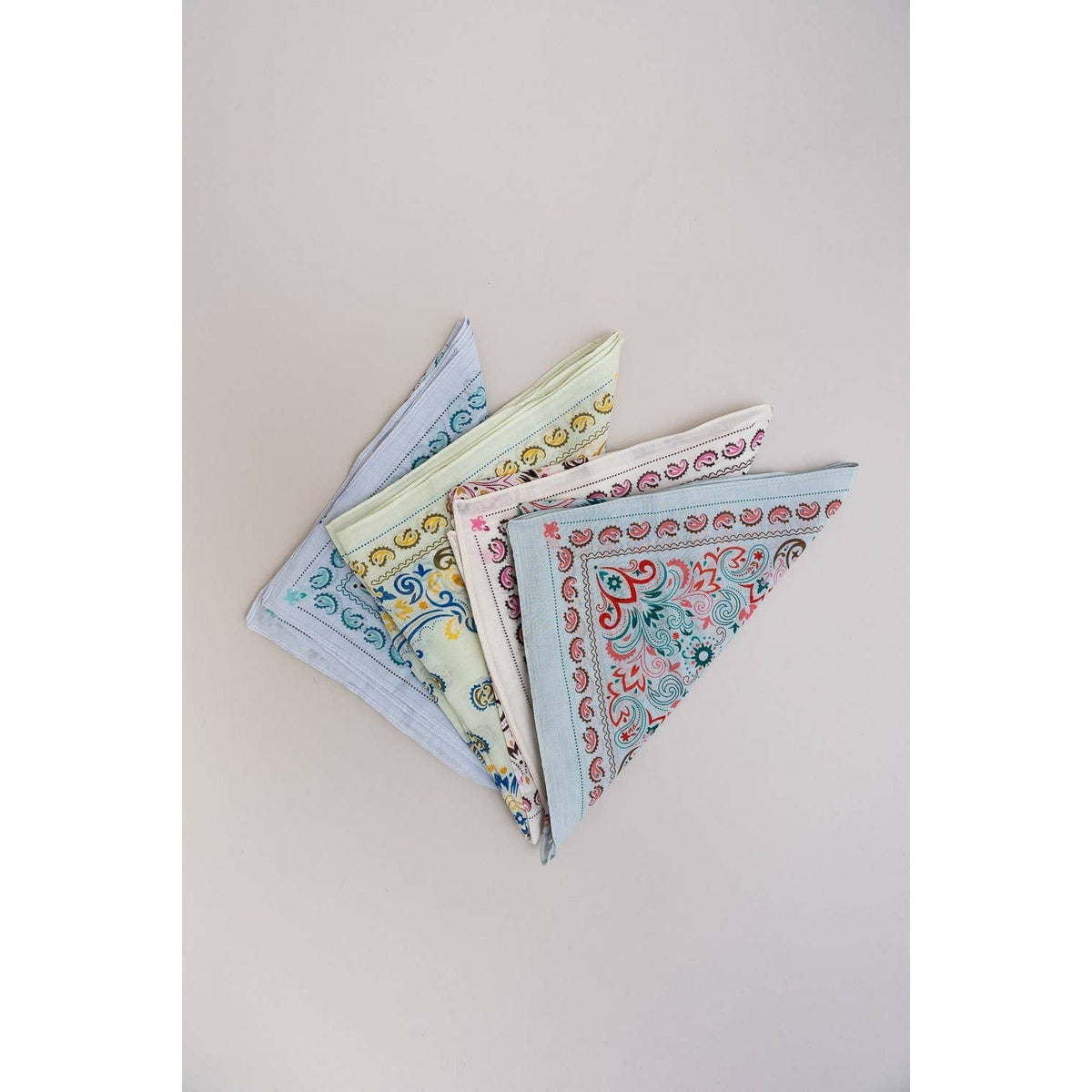 Teal Vintage Colorful Paisley Bandana | Scarf Handkerchief Necktie (Bandanas & Headties) - view 5