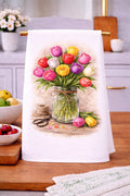 Tulips Mason Jar Watercolor Kitchen Towel