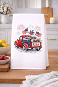USA America Patriotic Truck Kitchen Towel