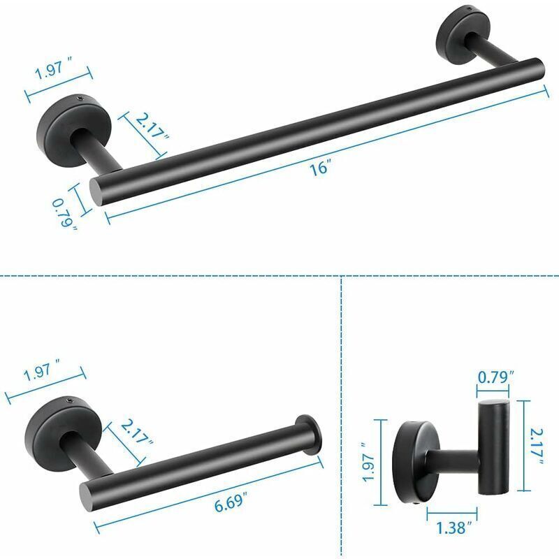 4 Pcs Bathroom Hardware Set, Matte Black Bathroom