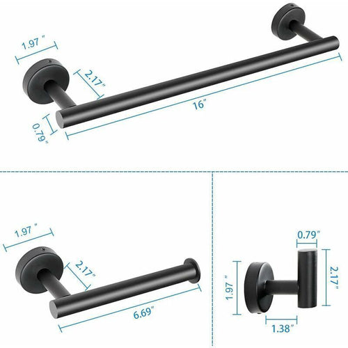 4 Pcs Bathroom Hardware Set, Matte Black Bathroom (Home & Garden > Bathroom Accessories > Towel Racks & Holders) - view 2