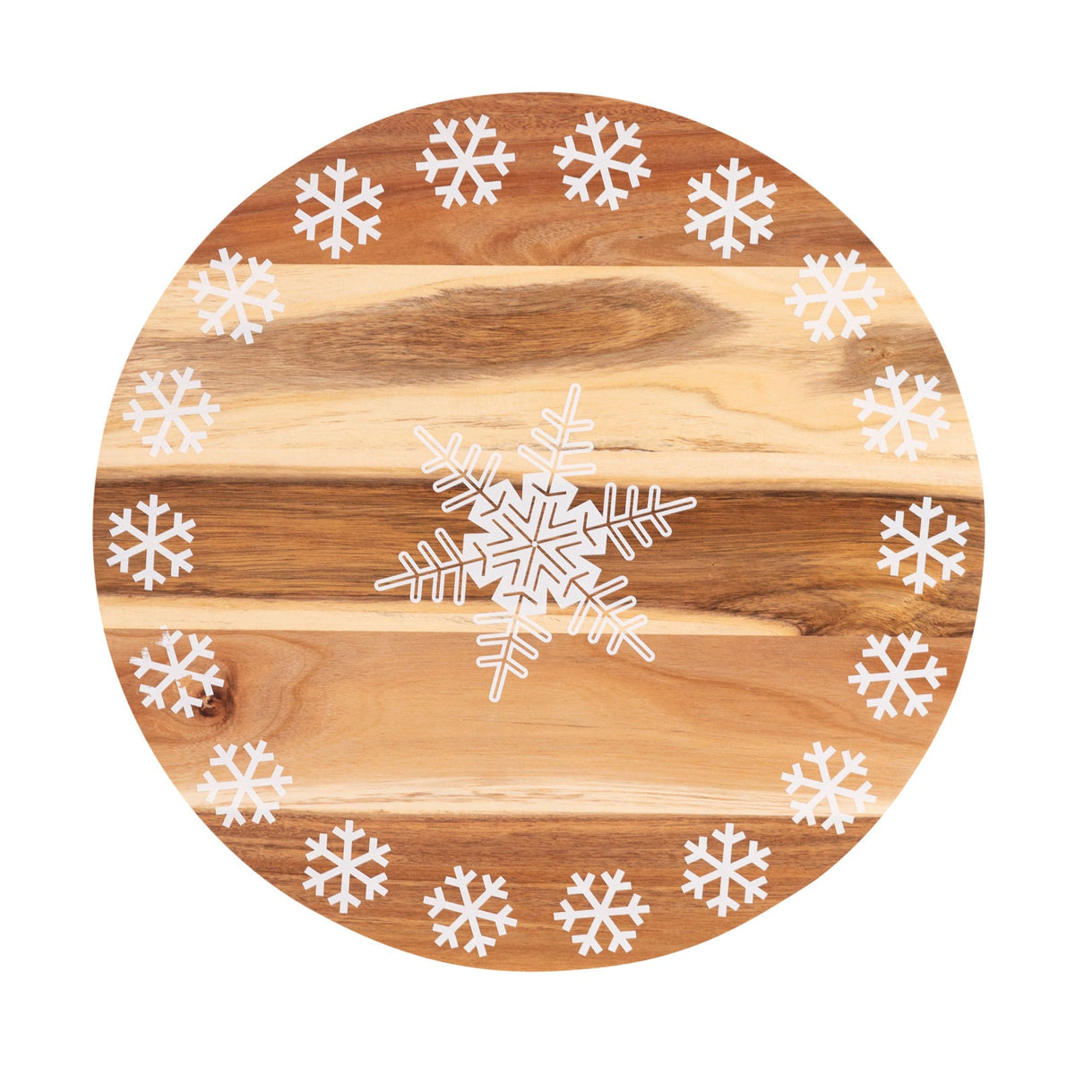 NNEDSZ Bread and Butter 18 Inch Print Wooden Lazy Susan T- White Snowflake