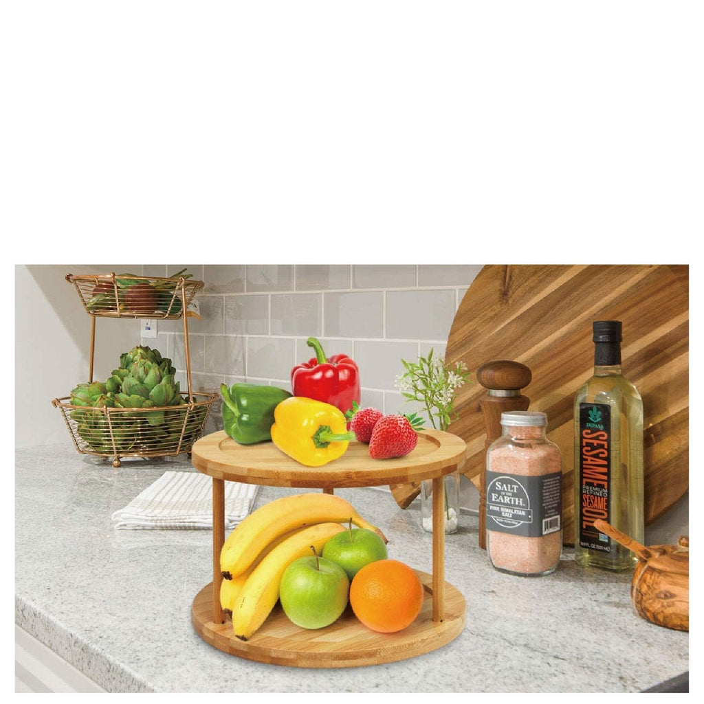 NNEDSZ Bamboo Lazy Susan Turntable 2 Tiers