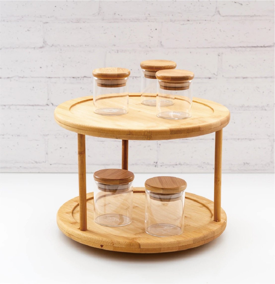 NNEDSZ Bamboo Lazy Susan Turntable 2 Tiers