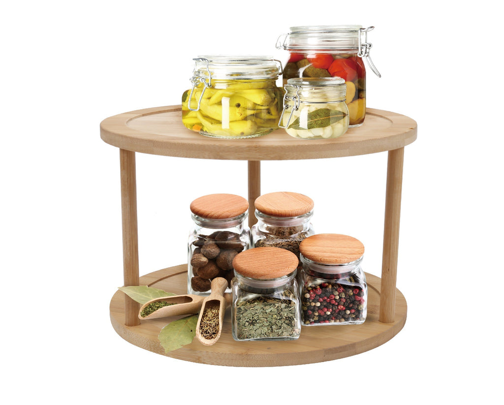NNEDSZ Bamboo Lazy Susan Turntable 2 Tiers