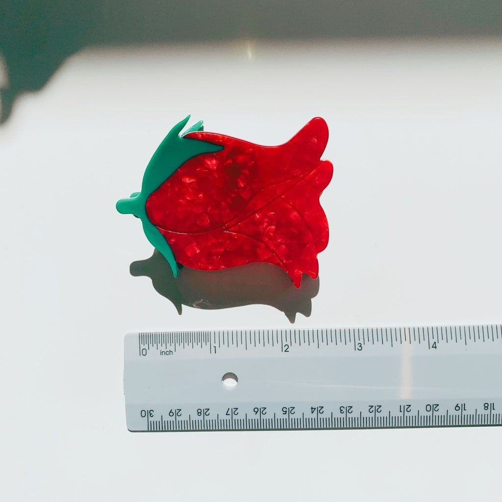 Velvet Claws Small Hair Clip | Red Rosebud Hair Claw