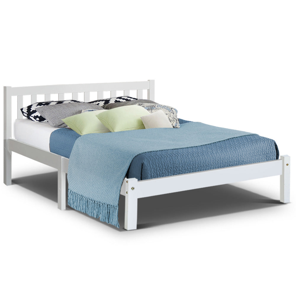 NNEDSZ Double Full Size Wooden Bed Frame SOFIE Pine Timber Mattress Base Bedroom