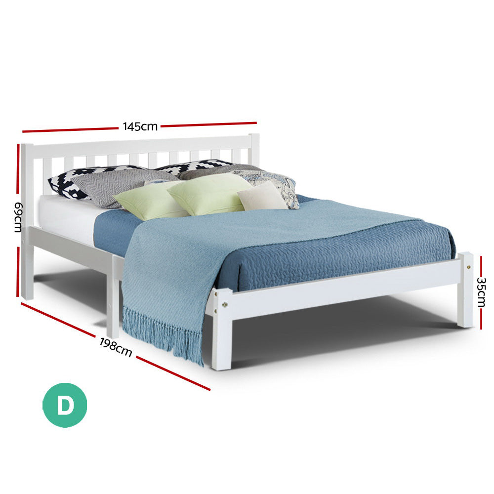 NNEDSZ Double Full Size Wooden Bed Frame SOFIE Pine Timber Mattress Base Bedroom