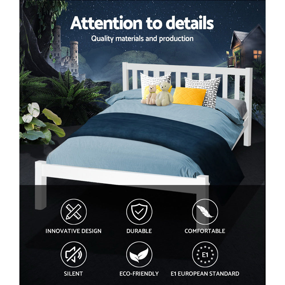 NNEDSZ Double Full Size Wooden Bed Frame SOFIE Pine Timber Mattress Base Bedroom