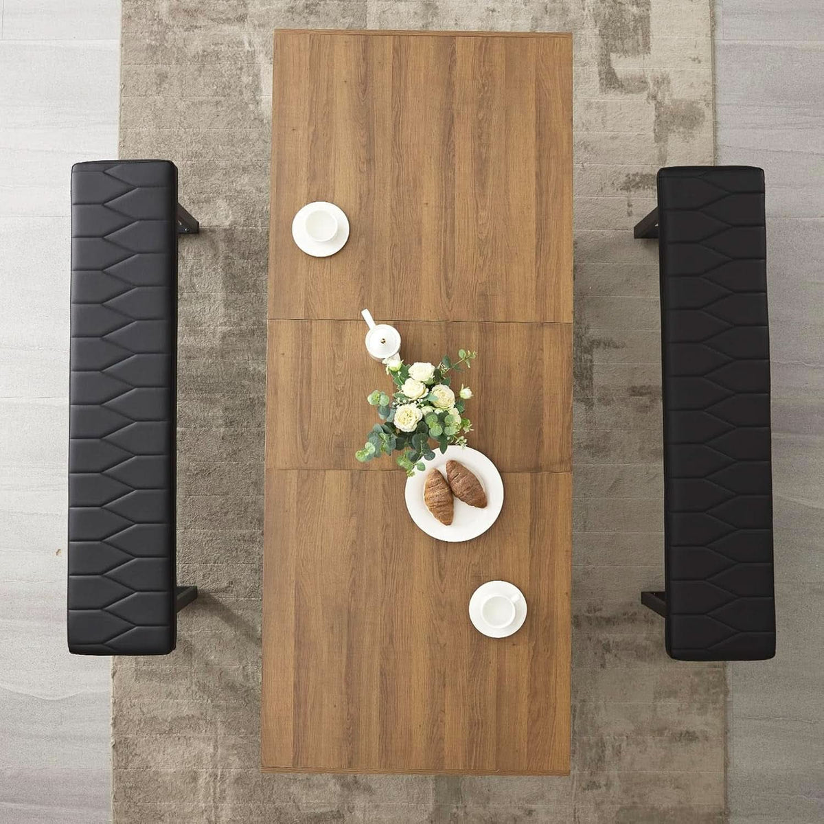 63 Inch Extendable Dining Table Walnut Brown Dining Room