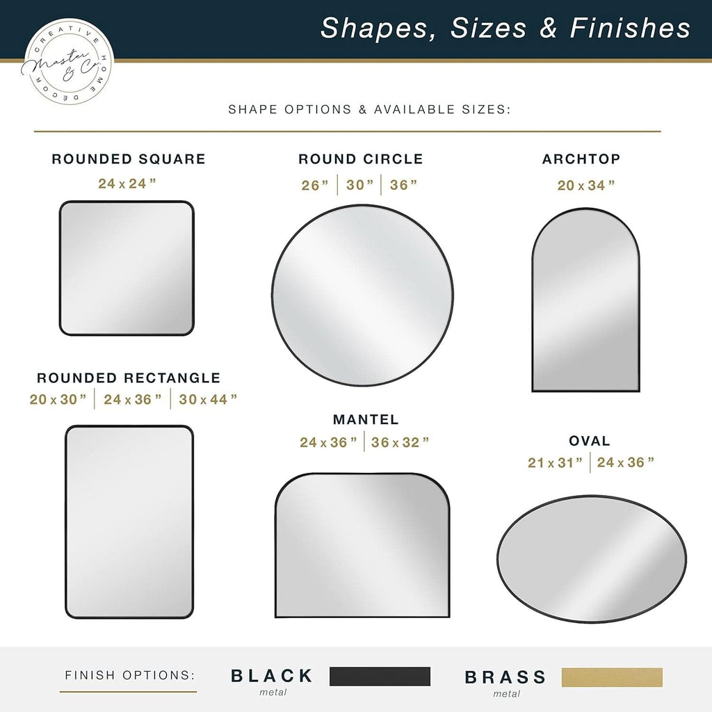 Master And Co Modern Metal Arch Wall Mirror 36x32 Black
