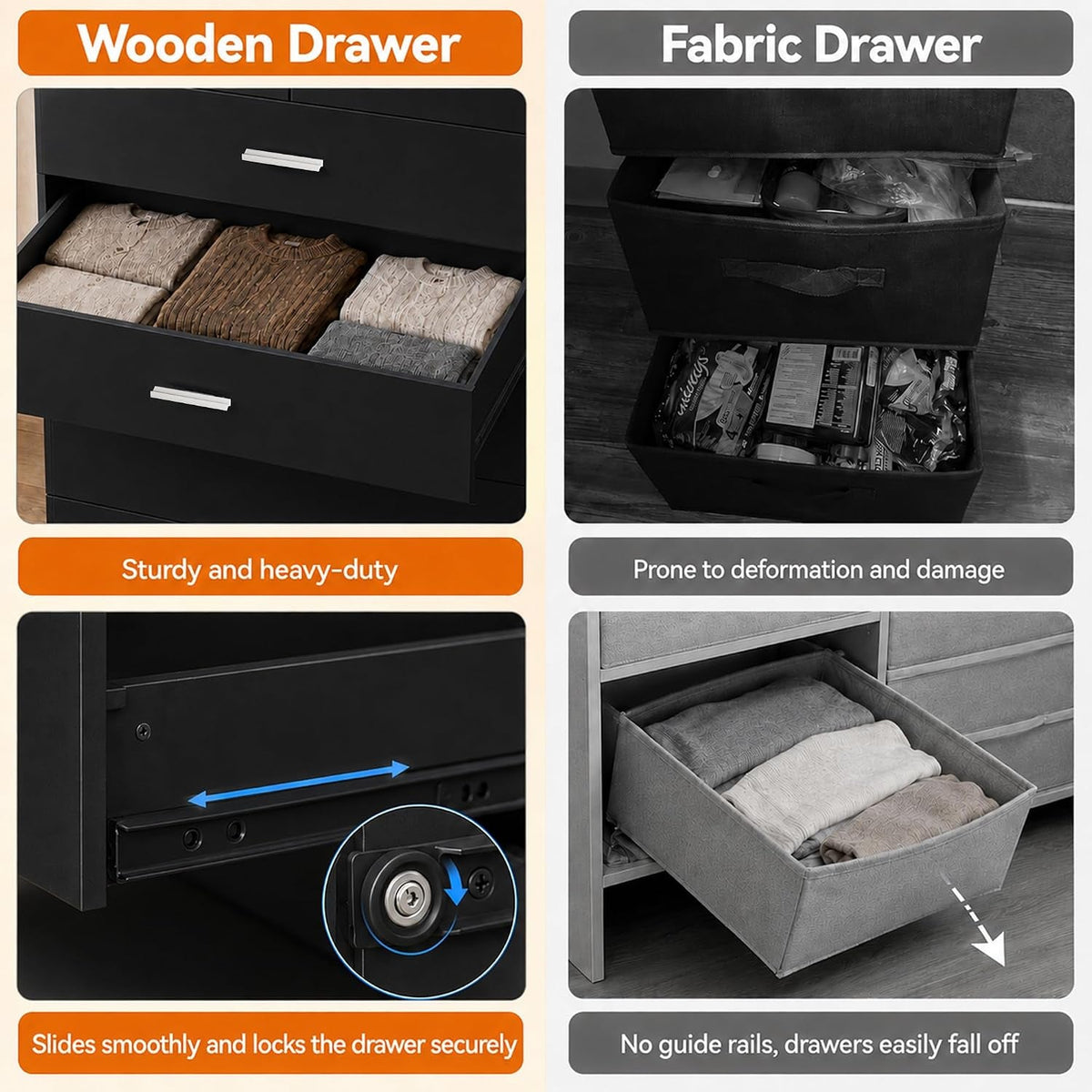 47.3" Tall Dresser with Charging Station Wooden 7 Drawer Dressers for Bedroom Chest of Drawers
