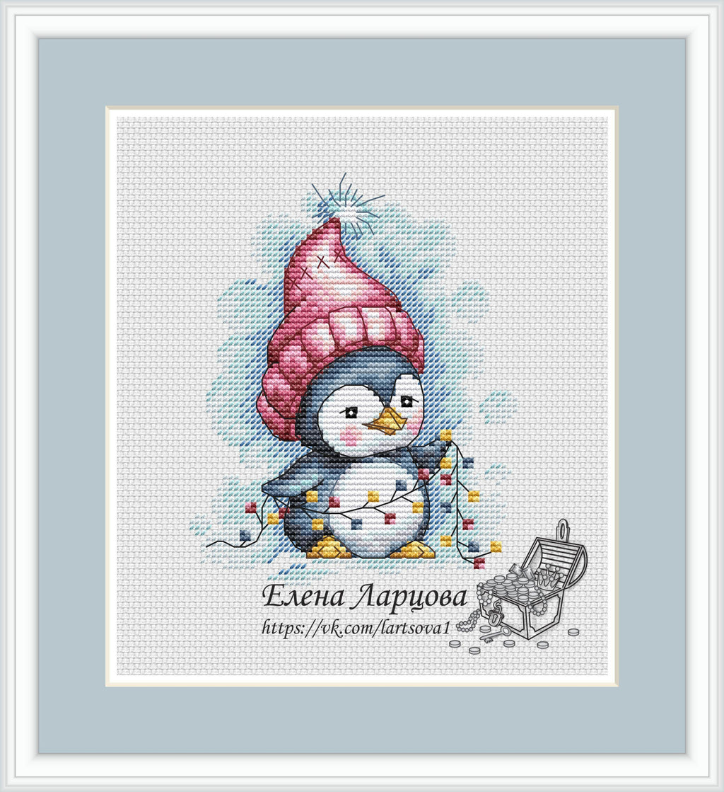 Christmas Penguin Plastic Canvas - PDF Cross Stitch Pattern