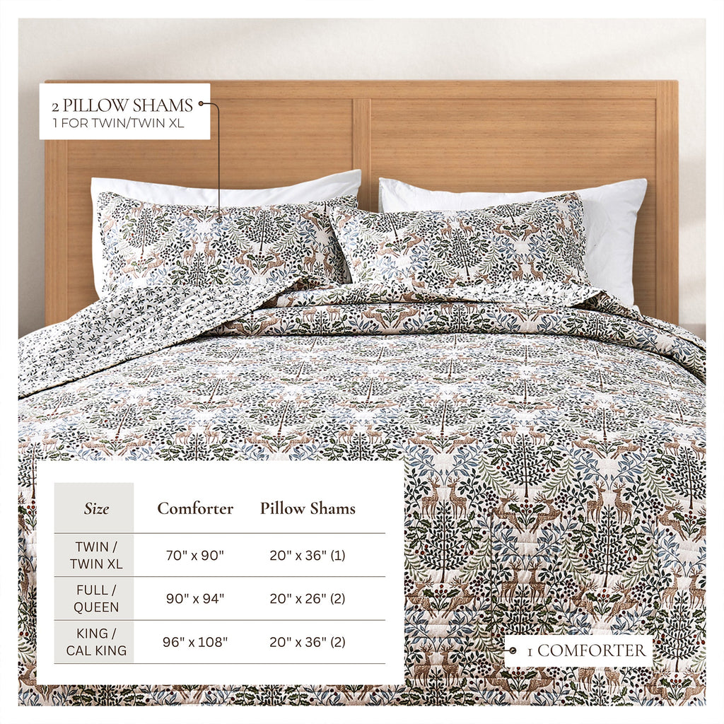 Reversible Christmas Comforter and Sham Set - Holiday / Lodge Odette Collection