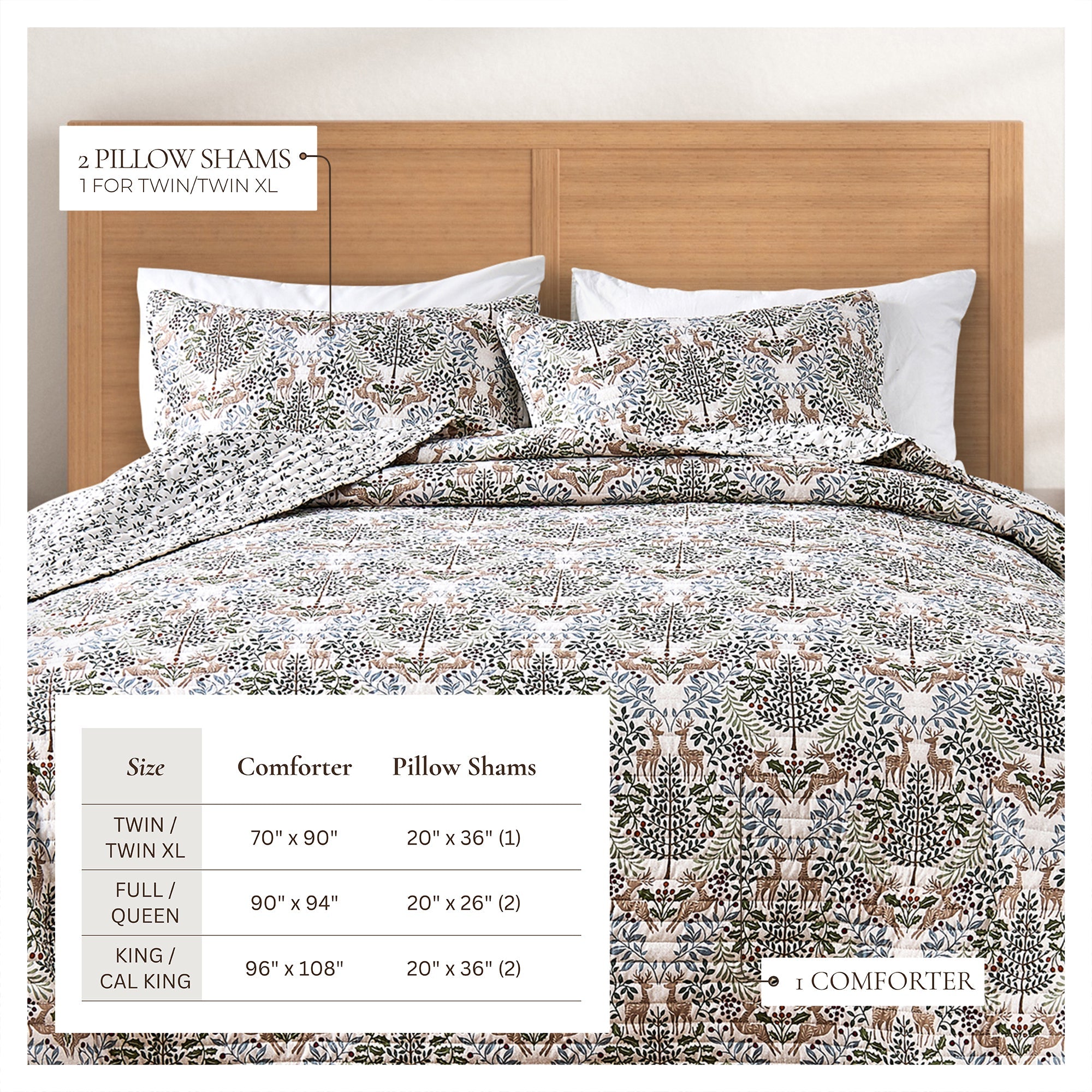Reversible Christmas Comforter and Sham Set - Holiday / Lodge Odette Collection
