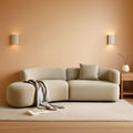 Light Coffee Curved Sectional Sofa For Living Room