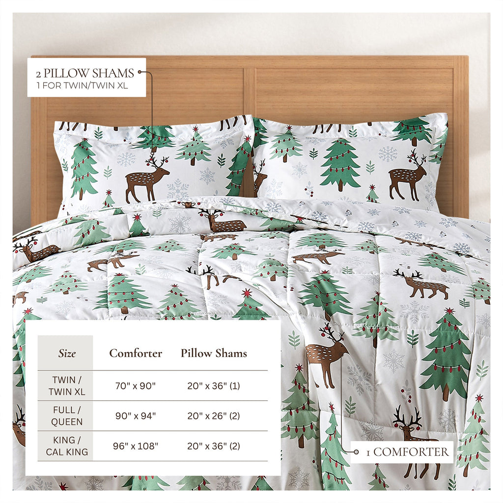 Reversible Christmas Comforter and Sham Set - Holiday / Lodge Odette Collection