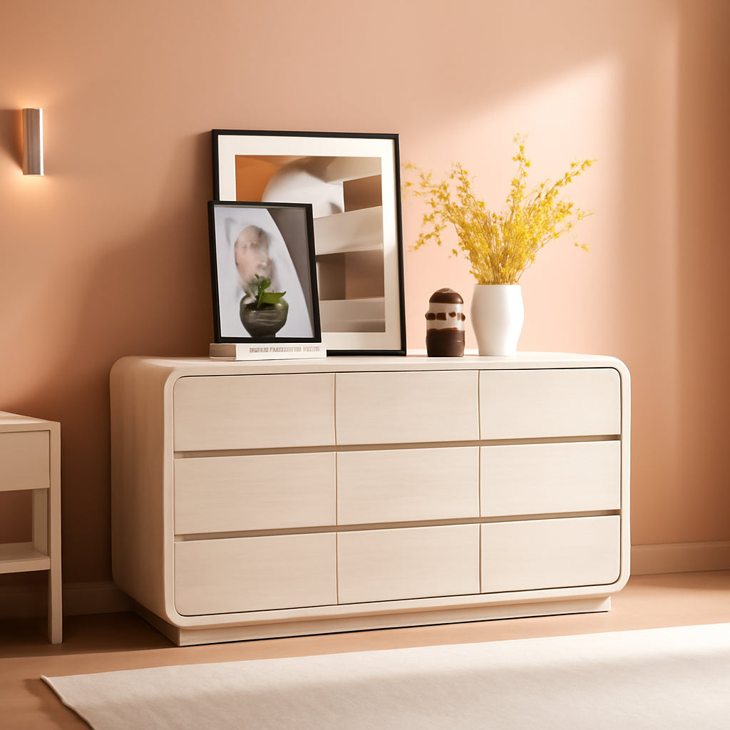 White Dressers of 9 Drawers, Chest Dresser with Deep Drawers, Modern Dresser Closet for Bedroom