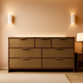 Rattan 7 Drawer Dresser for Bedroom, 55" Wide Curved Dressers & Chests of Drawers with 7 Deep Drawers