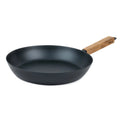 Alva Cookware carbon steel frying pan with a wood handle, suitable for stovetop cooking, displayed on a white background.