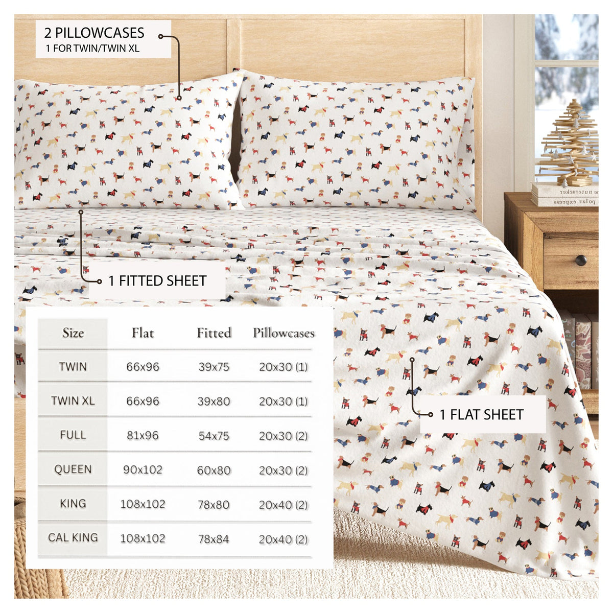Turkish Cotton Christmas Flannel Sheet - Whittaker Collection