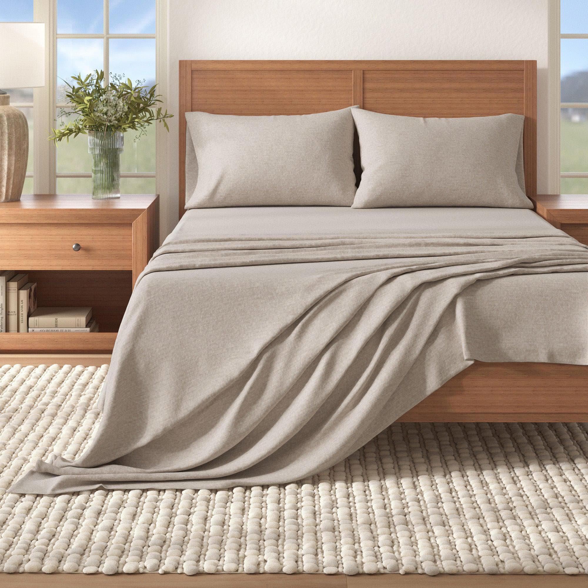 Heathered Solid Cotton Blend Flannel Sheet Set - Anders Collection product photo - view 7