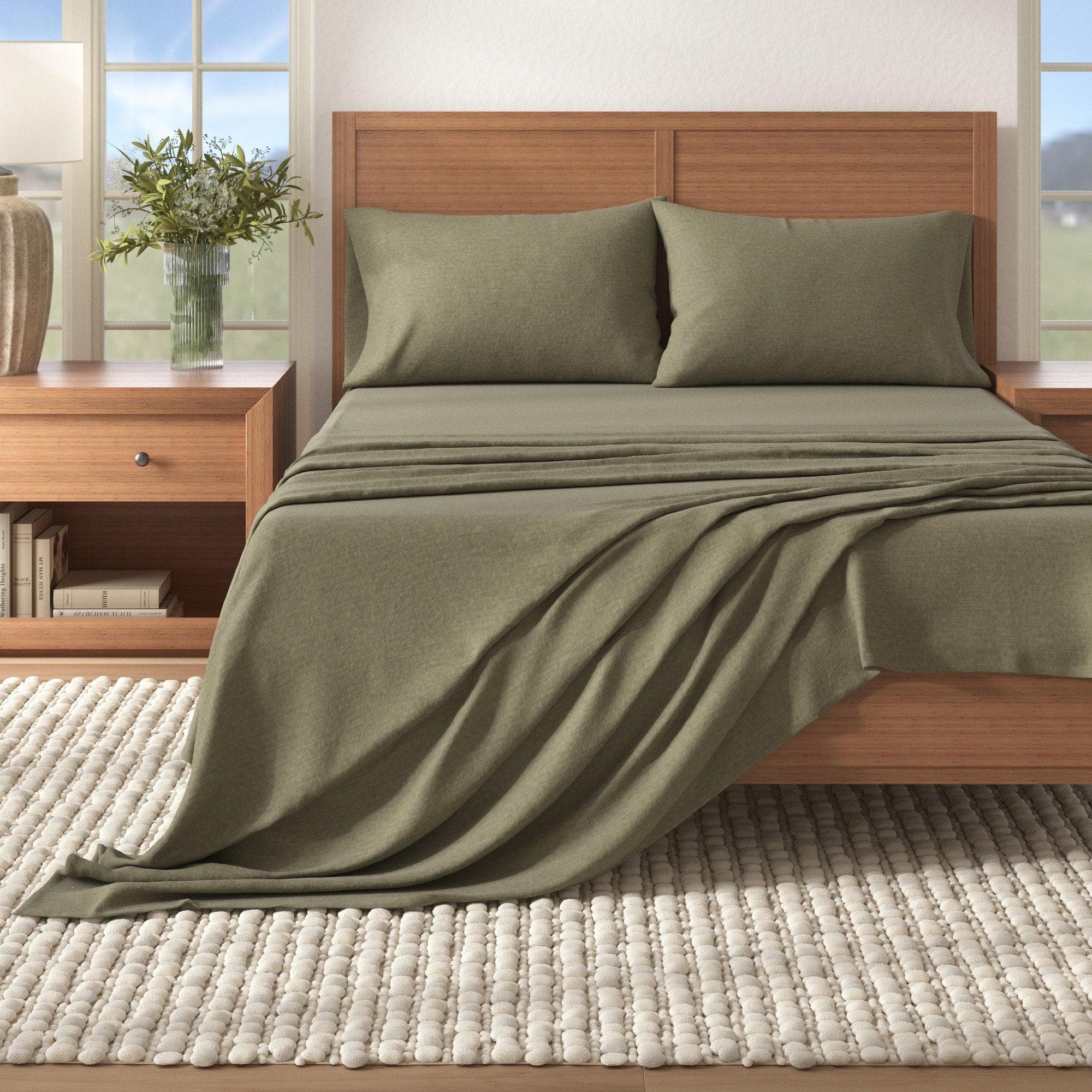 Heathered Solid Cotton Blend Flannel Sheet Set - Anders Collection product photo - view 13
