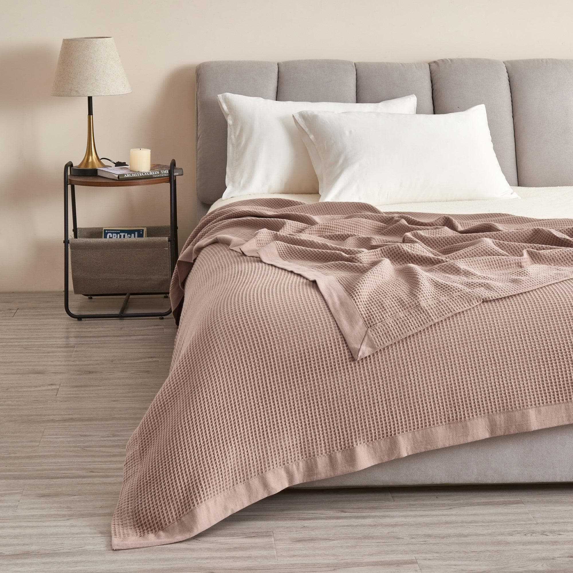 100% Cotton Small Waffle Weave Blanket - Hazel Collection