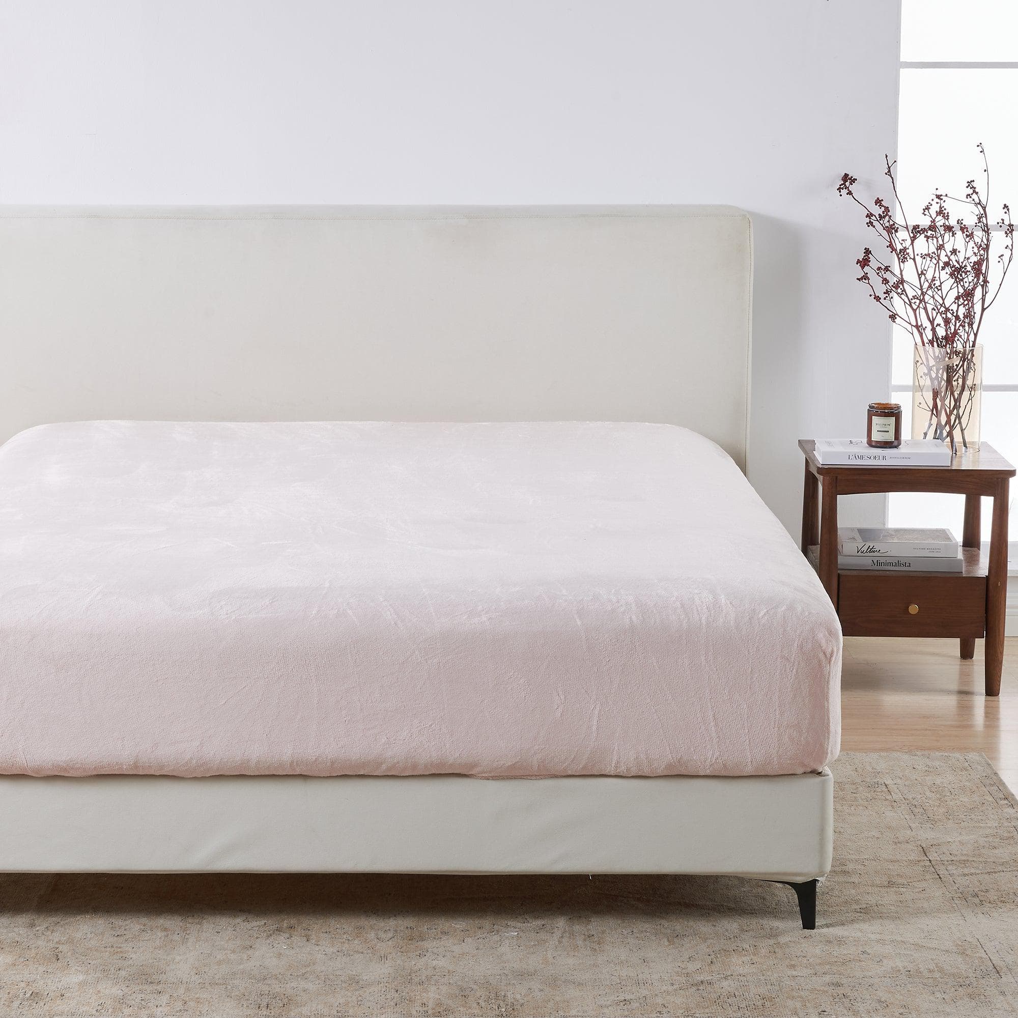 Solid plush fitted sheet in velvet luxe collection soft and durable bedroom bedding