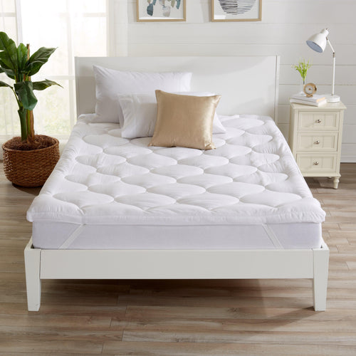 2 inch thick hypoallergenic mattress topper from Kyla Collection on bed