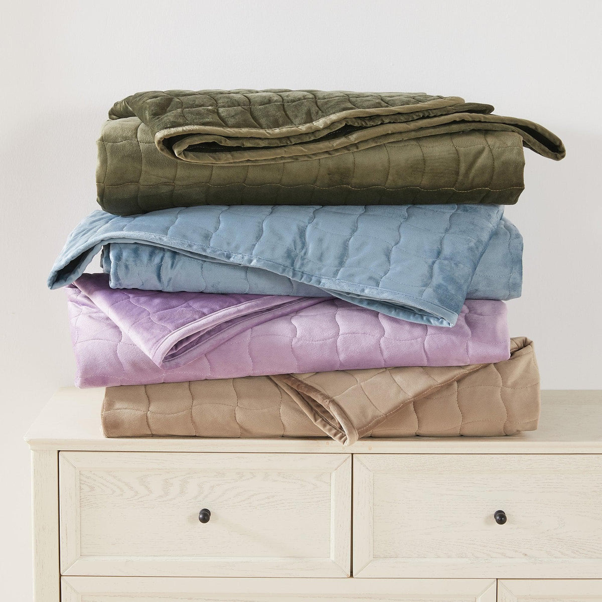 Velvet Box-Stitched Quilt Set - Vivica Collection