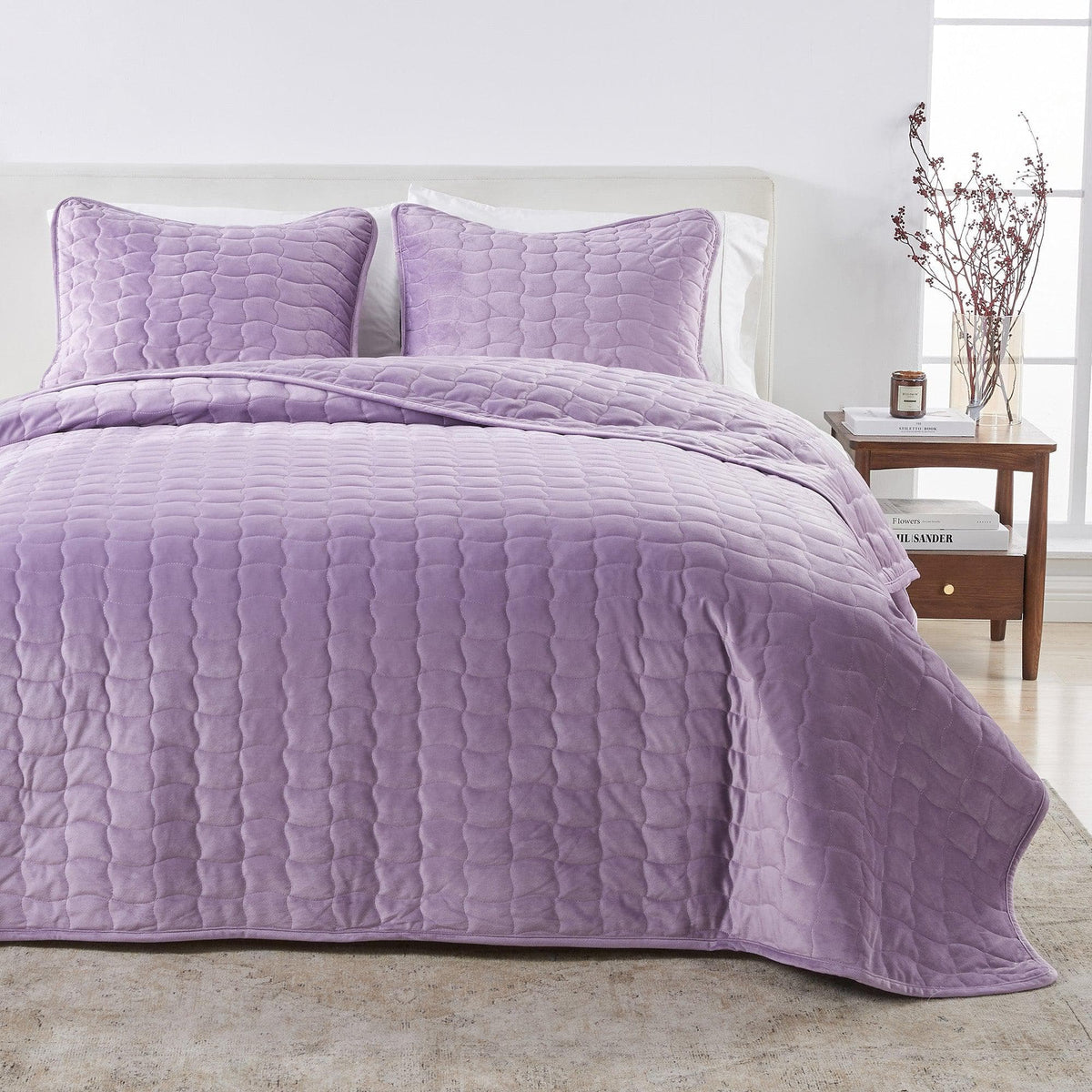 Velvet Box-Stitched Quilt Set - Vivica Collection (Quilts & Comforters) - view 13