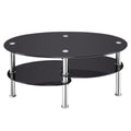 NNECW Tempered Glass Coffee Table with Open Storage Shelf for Living Room
