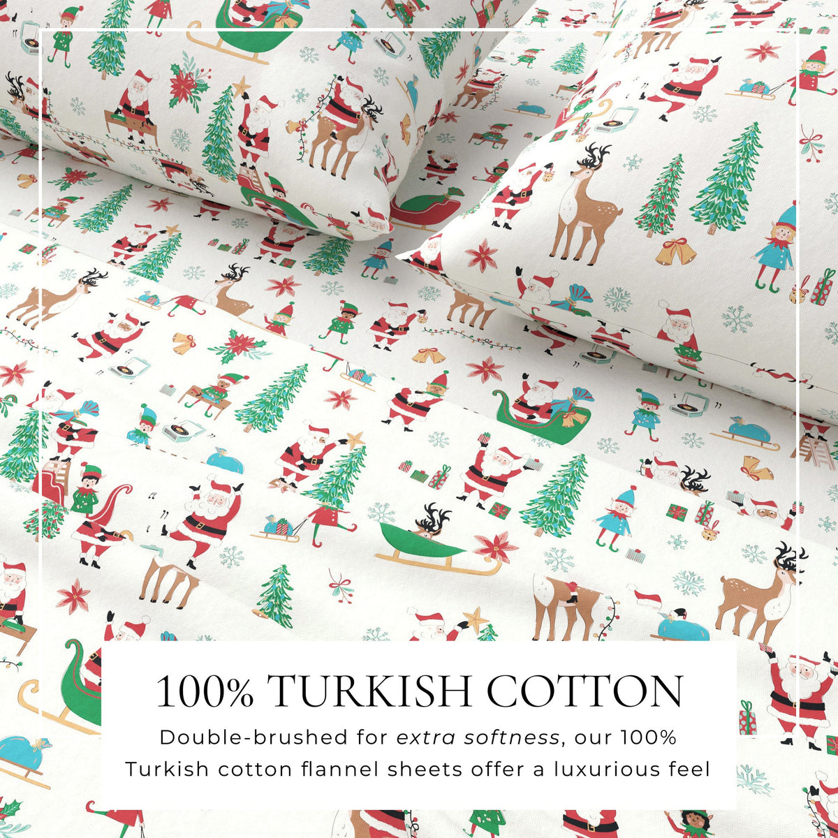 Turkish Cotton Christmas Flannel Sheet - Whittaker Collection